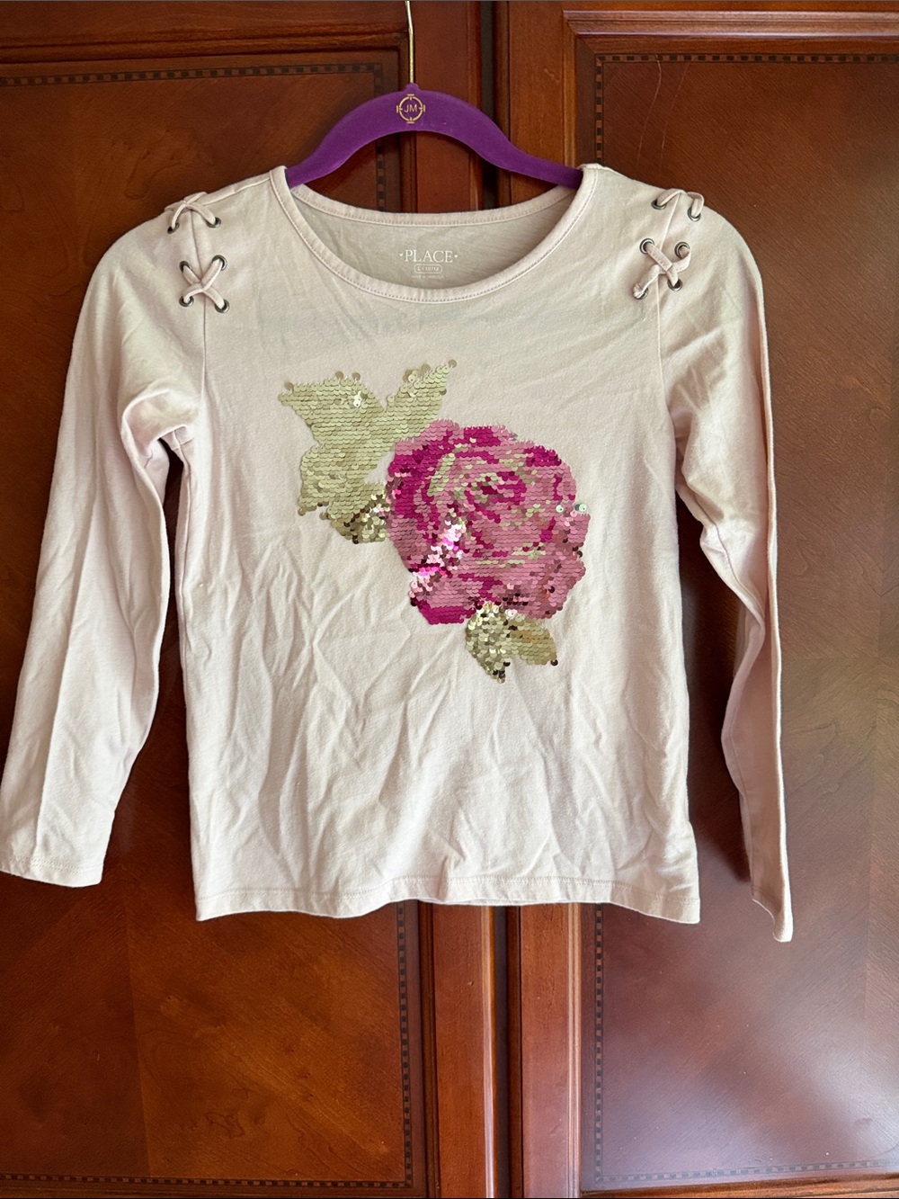 The Children's Place Light Pink Long-Sleeve Tee with Sequin Rose